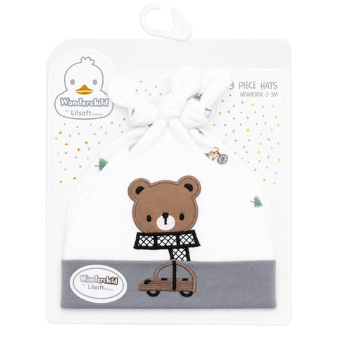 Wonderchild - Pack of 3 Hats - Grey -  Bear