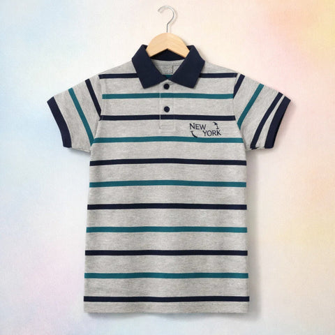 GT - Short Sleeve - Polo T-Shirt - Grey & Green - Newyork