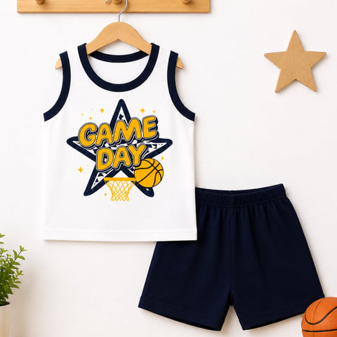 Cotton Jersey Sando & Short - Navy - Game Day