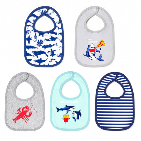 Pack of 5 Infant Bibs - Boys - Theme 2 - Hudson