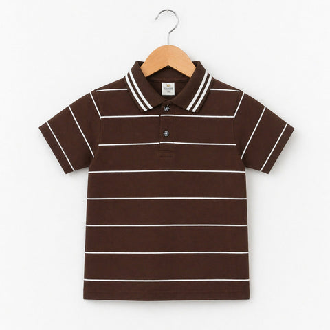 TA - Short Sleeve - Polo T-Shirt - Brown - Stripes