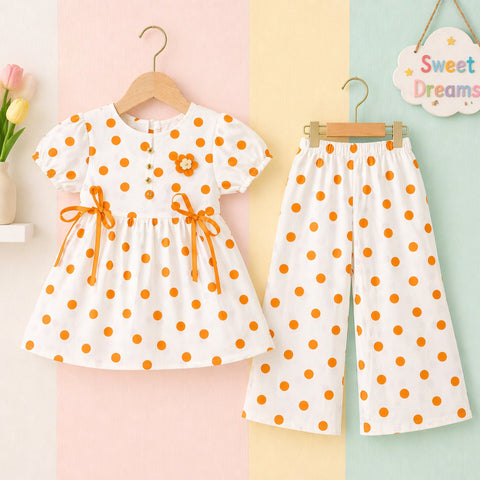 GA - 2 Pieces - Frock Set - Yellow - Polka