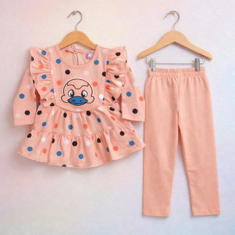 PD - 2 Pieces - Frock Set - Pink - Polka Duck