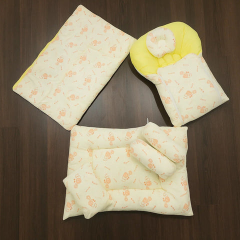 7 Pieces Velvet Bedding Set - Elephants - Yellow