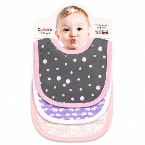 Carte - Pack of 3 -  Printed Bibs - Grey - Polka