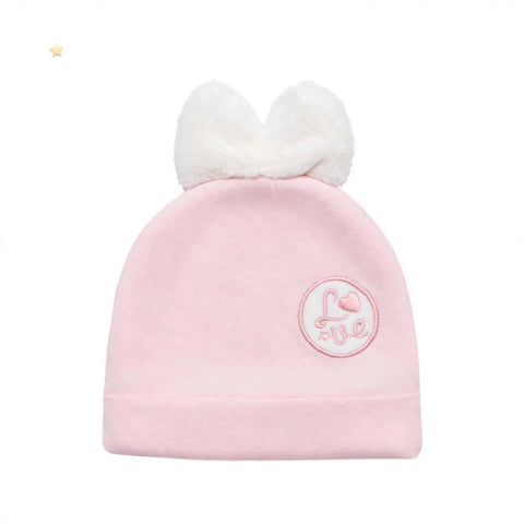Imported Soft Winter Cap - Love Pink –  (0–3 Months)