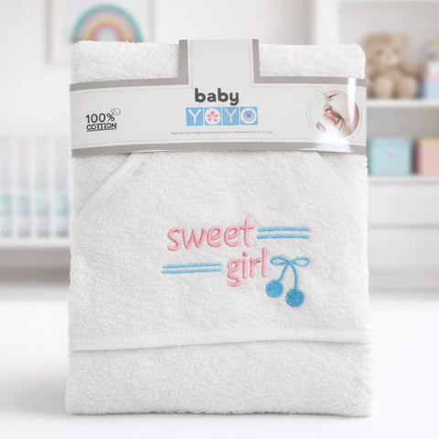 Baby Yoyo - Hooded Bath Towel - White - 80*80 CM