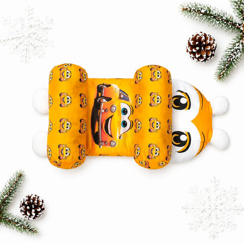 Silk Baby Head Shaping Pillow for Round Head – Yellow Cars | Newborn Flat Head Prevention