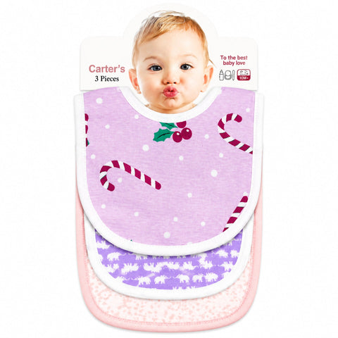 Carte - Pack of 3 -  Printed Bibs - Pink - Hockey