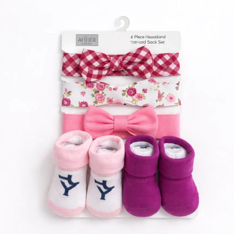 Aifeier - 5 Pieces - Headband & Socks Gift Set - (0-9 Months)