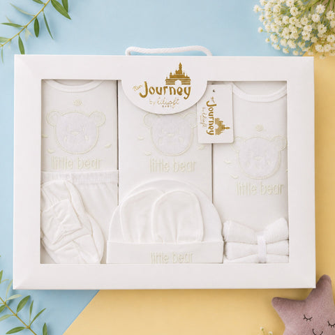 JL - Cotton Interlock - 10 Pieces - Little Bear - White - Starter Pack Box