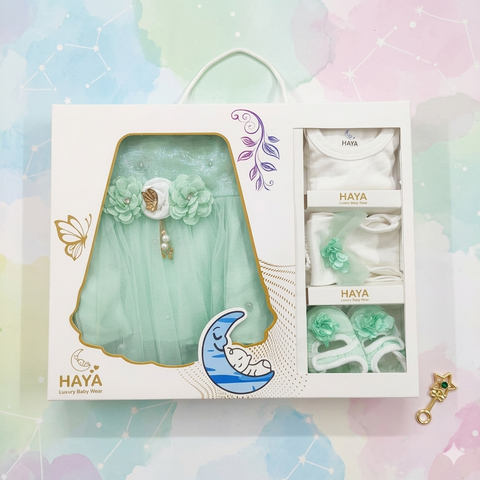 HY - 5 Pieces - Starter Set Box - Three Flowers - Plain - Green