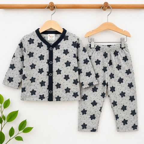TBS - Cotton Jersey - Night Suit - Light Grey - Smiley Star - 26