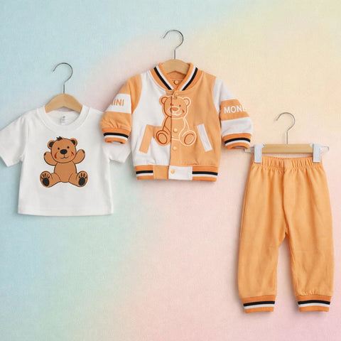 MW - 3 Pieces - Suit Set - Peach - Multi Bear