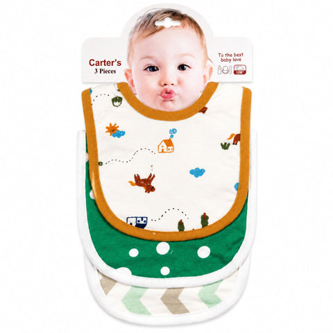 Carte - Pack of 3 -  Printed Bibs - Mustard - Car