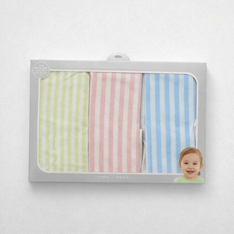 Rablo - Pack of 3 Face Towels - Solid Lining - Blue Pink Green
