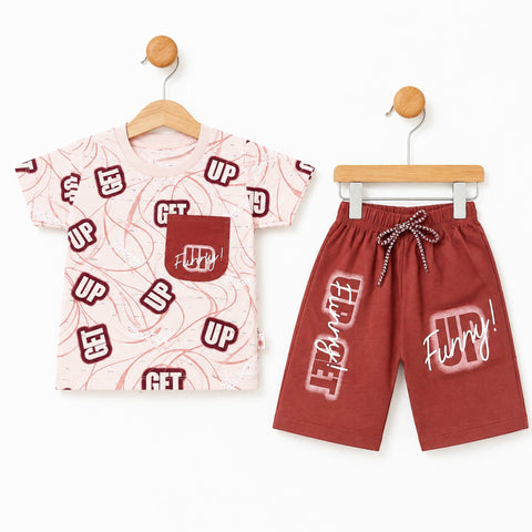 UT - Cotton Jersey - T Shirt & Short - Pink  - Up