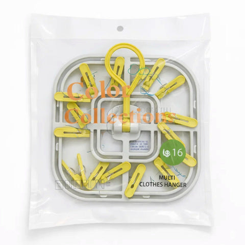 Multiuse  - Laundry Hangers - Yellow - 16 Clips