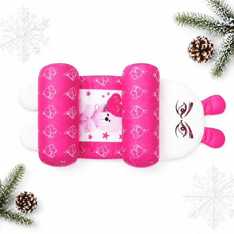 Silk Baby Head Shaping Pillow for Round Head – Dark Pink Hearts | Newborn Flat Head Prevention