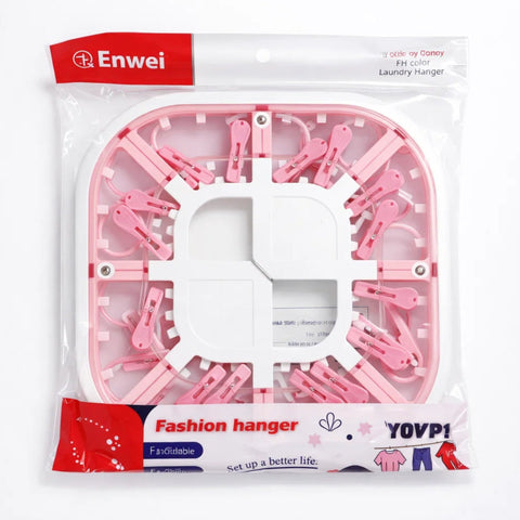 Enwei - Laundry Hangers - Pink - 18 Clips - Square