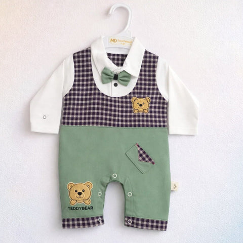 GM - Romper - Green - Teddy Bear