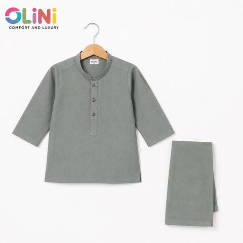 OLINI - All Season - Wash N Wear - Kurta Shalwar - Silver Grey - YAM