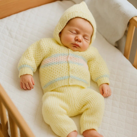 2 Pieces - Hooded Suit Set - Wool