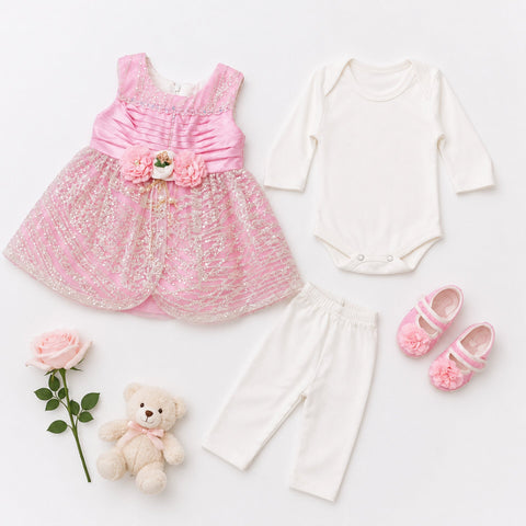 HY - 5 Pieces - Starter Set Box - Three Flowers - Fancy - Pink
