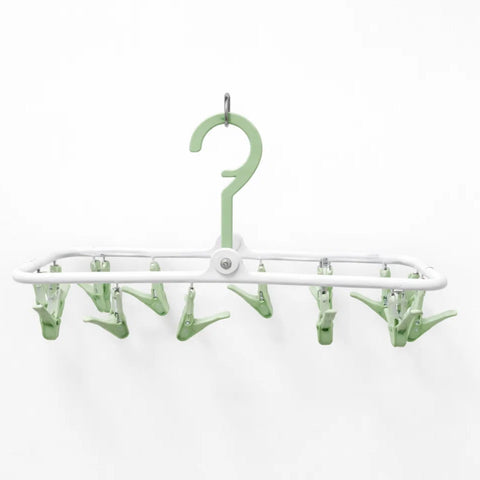 YCSF - Foldable Laundry Hangers - 12 Clips - Green - Rectangle