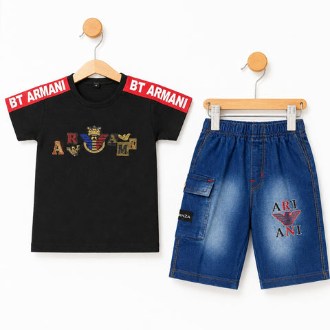 UT - Cotton Jersey - T Shirt & Denim Short - Black - BT ARM