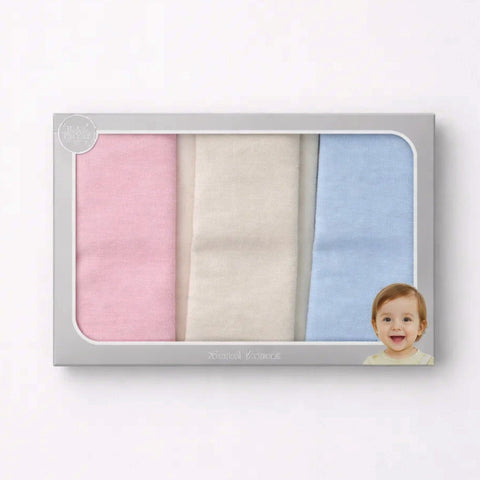 Rablo - Pack of 3 Face Towels - Plain - Blue Skin Pink
