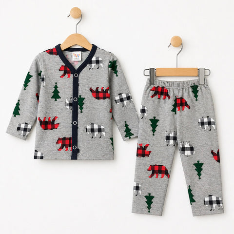 TBS - Cotton Jersey - Night Suit - Grey - Christmas - 26