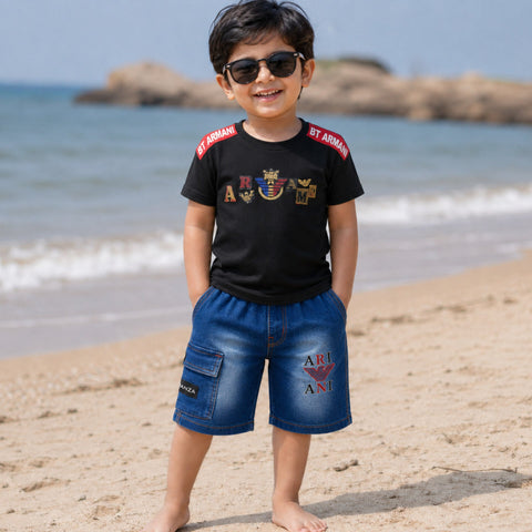 UT - Cotton Jersey - T Shirt & Denim Short - Black - BT ARM