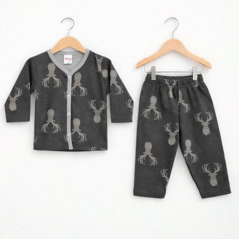 TBS - Cotton Jersey - Night Suit - Grey - Deer - 26