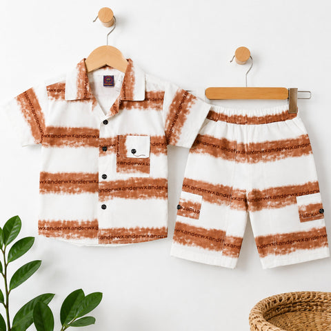 KZ - Cotton - Shirt & Short - Brown - Alphabets