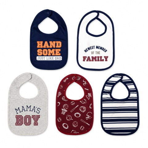 Pack of 5 Infant Bibs - Boys - Theme 1 - Hudson