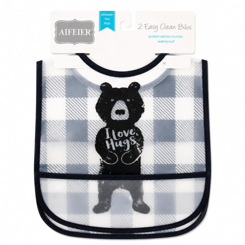 Waterproof Plastic Bibs - Pack of 2 - Love Hugs
