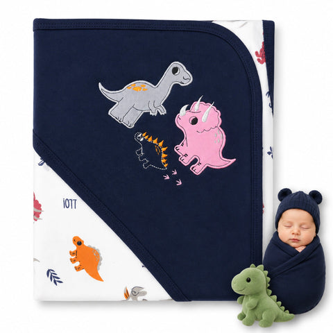 BRL - Cotton Interlock - Wrapping Sheet - Navy - Dino