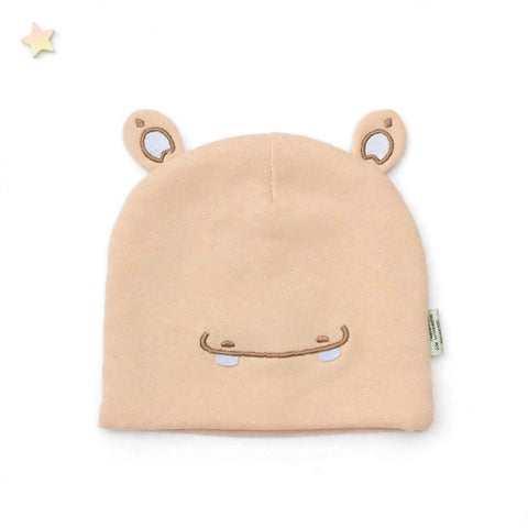 Imported Soft Winter Cap - Smile Peach  –  (0–3 Months)