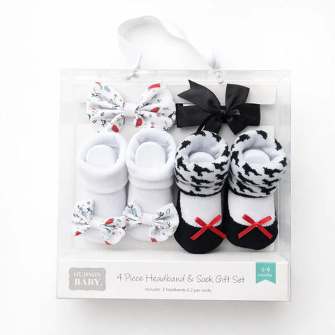 Hudson - 4 Pieces - Headband & Socks Gift Set - (0-9 Months)