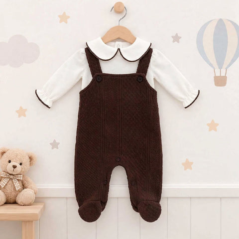 Winter Knitted Fashion Romper - Brown - (0 to 12 Months)