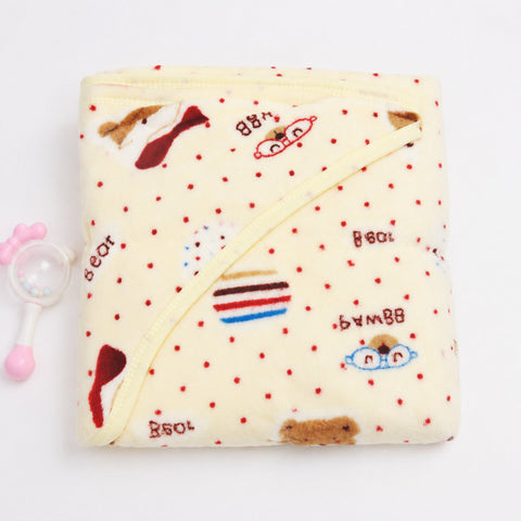 Newborn Fleece Wrapping Sheet - Yellow - Bear