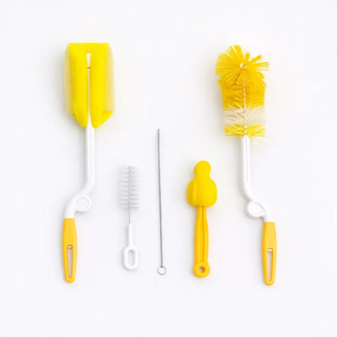 Minitree - 5 In 1 - Bottle Cleaning Brush Set - Yellow